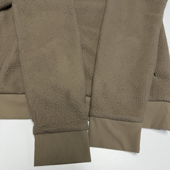 Alo Fleece Sweatshirt Jacket Medium 22.5x26.5 Brown Micro Sherpa Yoga - Picture 7 of 16
